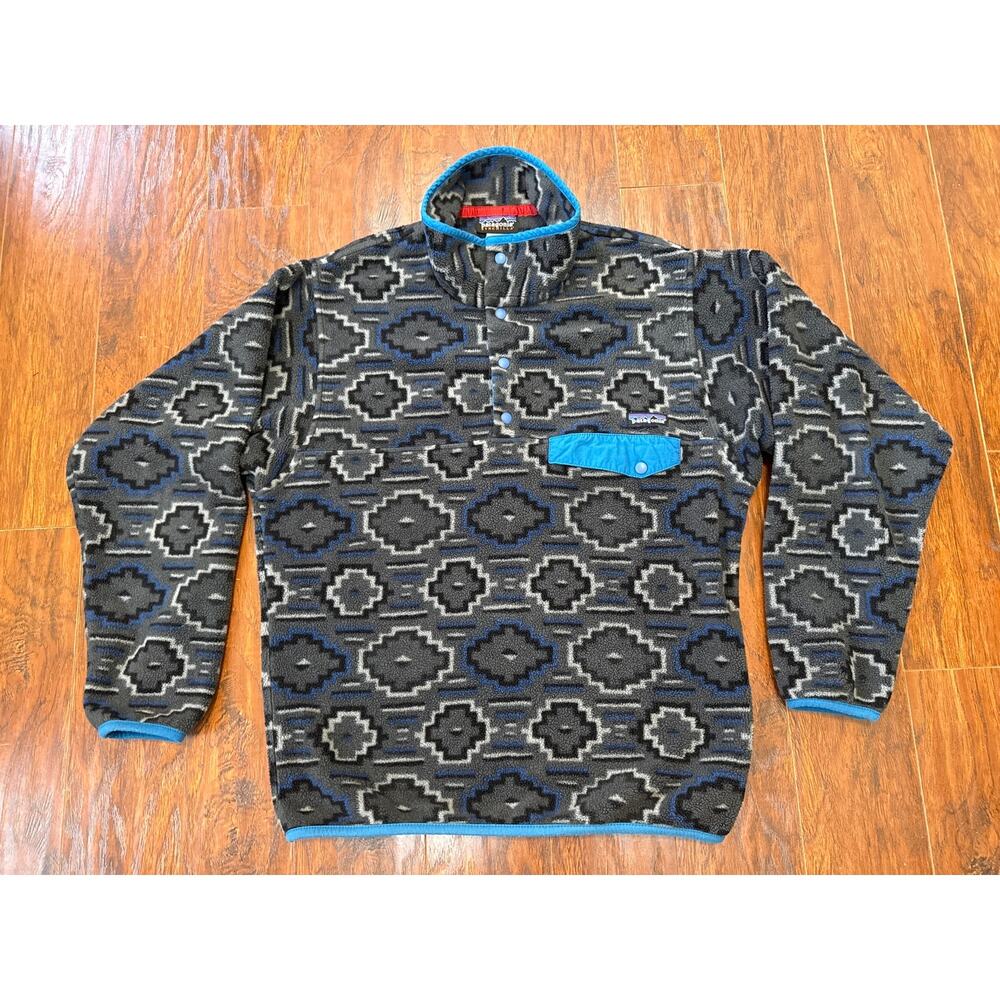 Patagonia Synchilla Snap-T Sweater Mens Small Gray Blue Yanaba Forge Aztec - Picture 1 of 7